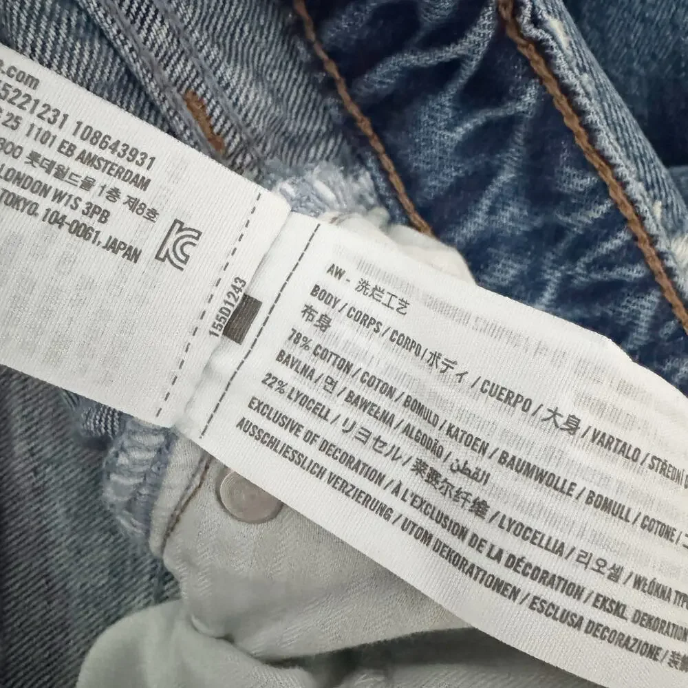 ABERCROMBIE The Loose High Rise Curve Love Jeans Slashed 25 Short - Picture 12 of 13